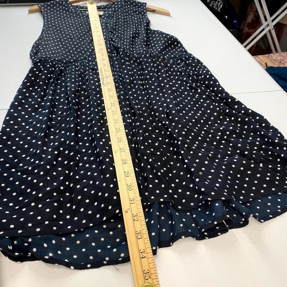 Anthropologie Shirt Dress Women L Navy Layla Lightweight Polka Dot Button - Picture 12 of 13